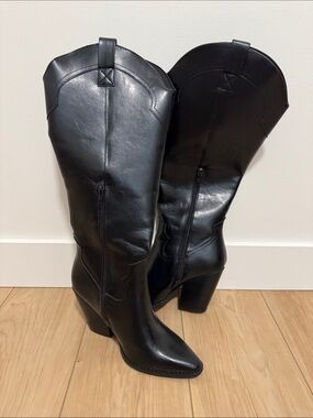 ASOS DESIGN Claudia western knee boots in black